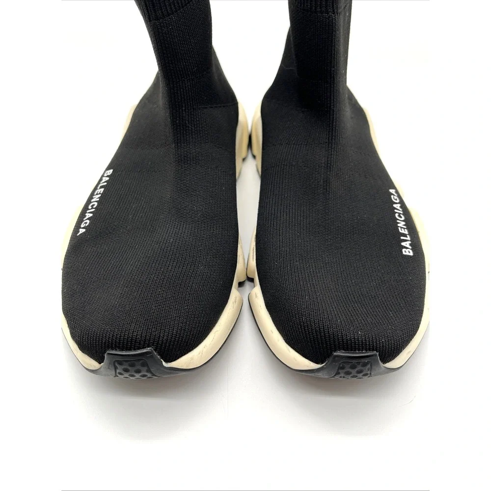 Balenciaga Speed 2.0 Sneakers Black White Sock Shoes Women's 6.5 No Insoles
